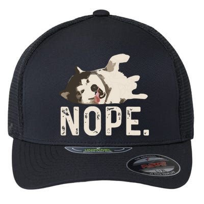 Nope Lazy Siberian Husky Flexfit Unipanel Trucker Cap