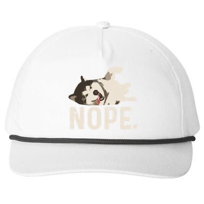 Nope Lazy Siberian Husky Snapback Five-Panel Rope Hat