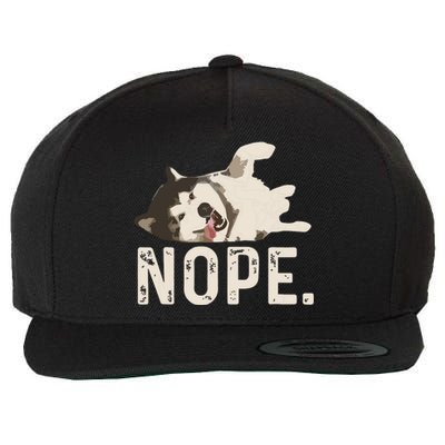 Nope Lazy Siberian Husky Wool Snapback Cap