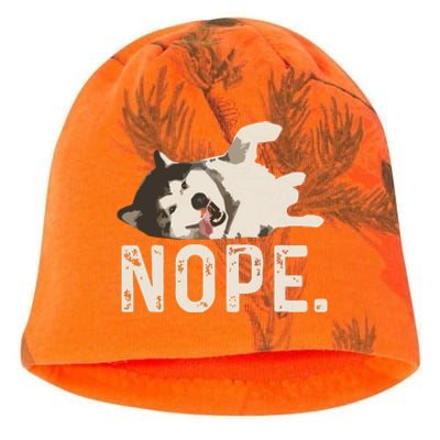 Nope Lazy Siberian Husky Kati - Camo Knit Beanie