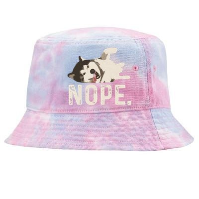 Nope Lazy Siberian Husky Tie-Dyed Bucket Hat