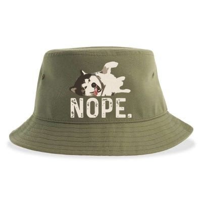 Nope Lazy Siberian Husky Sustainable Bucket Hat