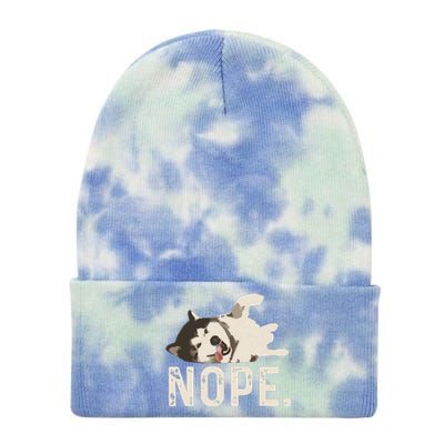 Nope Lazy Siberian Husky Tie Dye 12in Knit Beanie