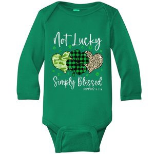 Not Lucky Simply Blessed Christian St Patricks Day Irish Baby Long Sleeve Bodysuit