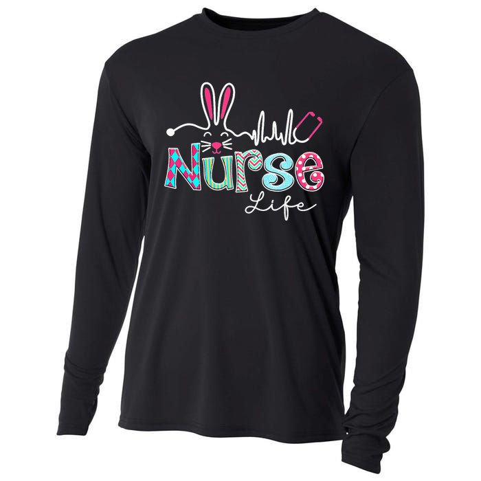 Nurse Life Stethoscope Nursing Cute Easter Bunny Easter Day Cooling Performance Long Sleeve Crew