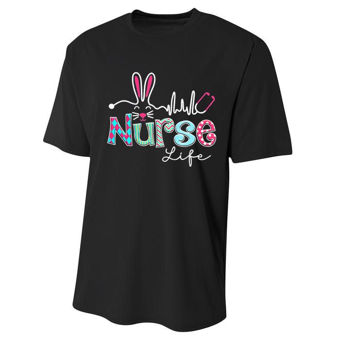 Nurse Life Stethoscope Nursing Cute Easter Bunny Easter Day Performance Sprint T-Shirt