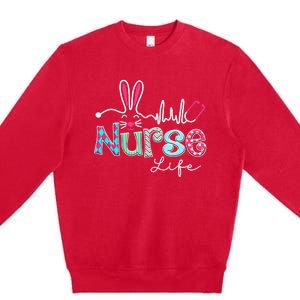 Nurse Life Stethoscope Nursing Cute Easter Bunny Easter Day Premium Crewneck Sweatshirt