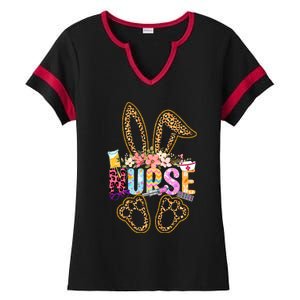 Nurse Life Stethoscope Nursing Cute Easter Bunny Easter Day Ladies Halftime Notch Neck Tee