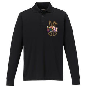 Nurse Life Stethoscope Nursing Cute Easter Bunny Easter Day Performance Long Sleeve Polo