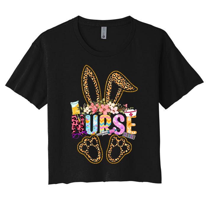 Nurse Life Stethoscope Nursing Cute Easter Bunny Easter Day Women's Crop Top Tee