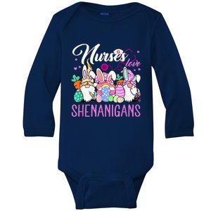 Nurses Love Shenanigans Gnome Easter Day Nurse Baby Long Sleeve Bodysuit