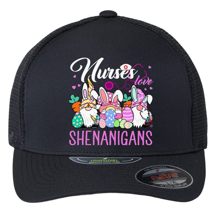 Nurses Love Shenanigans Tee Gnome Easter Day Nurse Flexfit Unipanel Trucker Cap