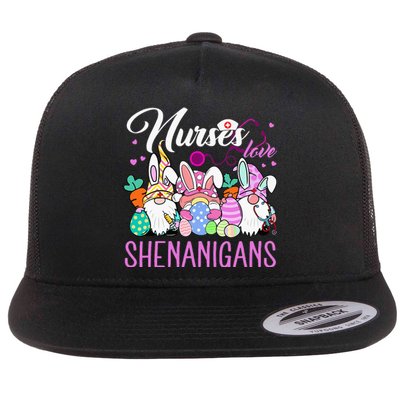 Nurses Love Shenanigans Tee Gnome Easter Day Nurse Flat Bill Trucker Hat