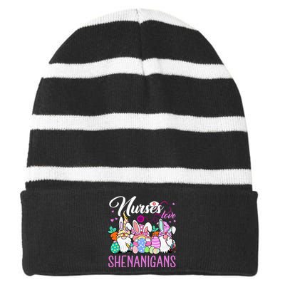 Nurses Love Shenanigans Tee Gnome Easter Day Nurse Striped Beanie with Solid Band