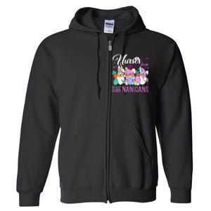 Nurses Love Shenanigans Tee Gnome Easter Day Nurse Full Zip Hoodie