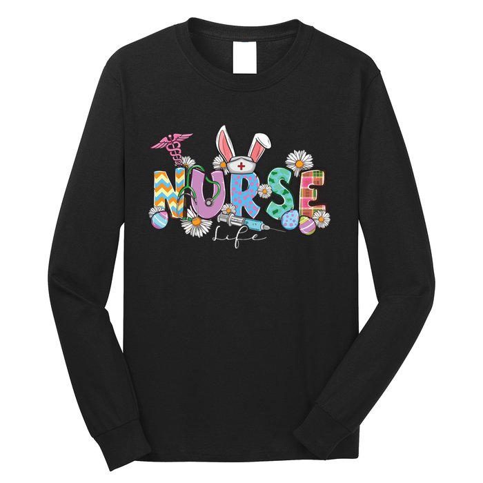 Nurse Life Stethoscope Nursing Cute Easter Bunny Easter Day Long Sleeve Shirt