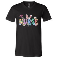 Nurse Life Stethoscope Nursing Cute Easter Bunny Easter Day V-Neck T-Shirt