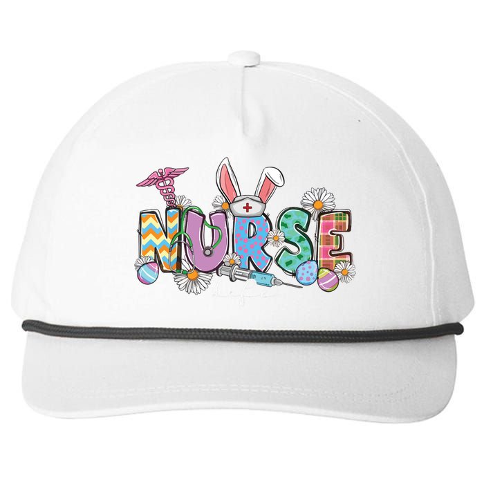 Nurse Life Stethoscope Nursing Cute Easter Bunny Easter Day Snapback Five-Panel Rope Hat