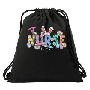 Nurse Life Stethoscope Nursing Cute Easter Bunny Easter Day Drawstring Bag