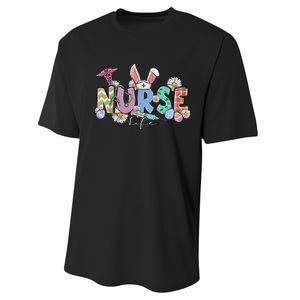 Nurse Life Stethoscope Nursing Cute Easter Bunny Easter Day Performance Sprint T-Shirt