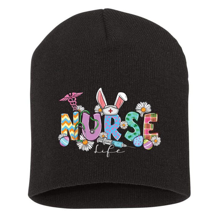 Nurse Life Stethoscope Nursing Cute Easter Bunny Easter Day Short Acrylic Beanie