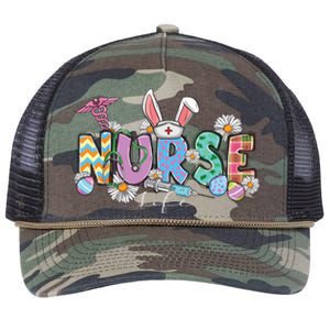 Nurse Life Stethoscope Nursing Cute Easter Bunny Easter Day Retro Rope Trucker Hat Cap