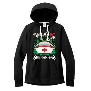 Nurses Love Shenanigans St Patricks Day Irish Nurse Emt Gift Women's Fleece Hoodie