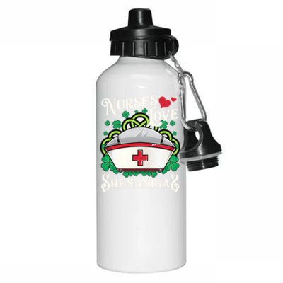 Nurses Love Shenanigans St Patricks Day Irish Nurse Emt Gift Aluminum Water Bottle