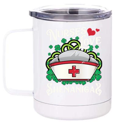 Nurses Love Shenanigans St Patricks Day Irish Nurse Emt Gift 12 oz Stainless Steel Tumbler Cup