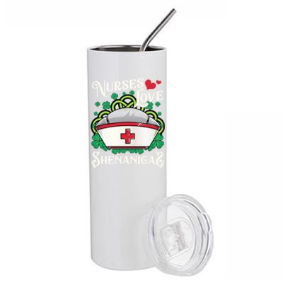 Nurses Love Shenanigans St Patricks Day Irish Nurse Emt Gift Stainless Steel Tumbler