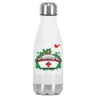 Nurses Love Shenanigans St Patricks Day Irish Nurse Emt Gift Stainless Steel Insulated Water Bottle