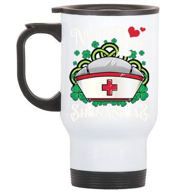 Nurses Love Shenanigans St Patricks Day Irish Nurse Emt Gift Stainless Steel Travel Mug