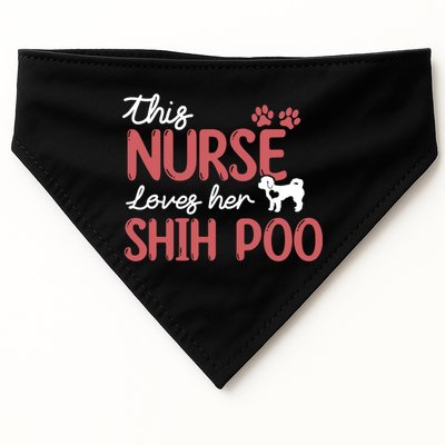 Nurse Loves Shih Poo Dog Lovers Funny Gift For Mom Nurse Gift USA-Made Doggie Bandana