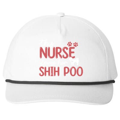 Nurse Loves Shih Poo Dog Lovers Funny Gift For Mom Nurse Gift Snapback Five-Panel Rope Hat