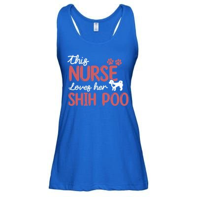 Nurse Loves Shih Poo Dog Lovers Funny Gift For Mom Nurse Gift Ladies Essential Flowy Tank