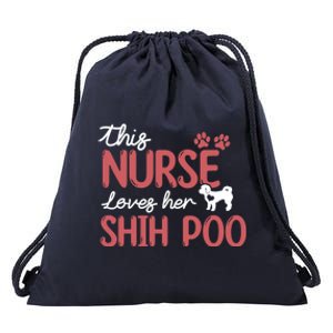 Nurse Loves Shih Poo Dog Lovers Funny Gift For Mom Nurse Gift Drawstring Bag