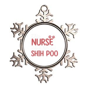 Nurse Loves Shih Poo Dog Lovers Funny Gift For Mom Nurse Gift Metallic Star Ornament