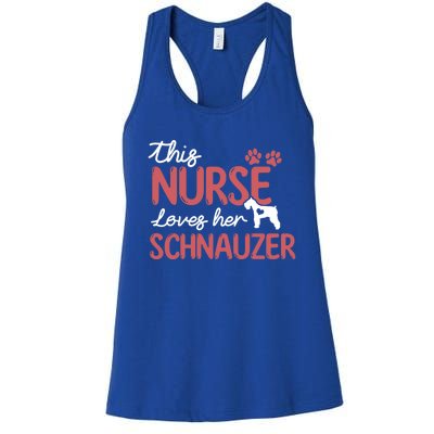 Nurse Loves Schnauzer Dog Lovers Funny Gift For Mom Nurse Gift Women's Racerback Tank