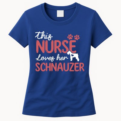 Nurse Loves Schnauzer Dog Lovers Funny Gift For Mom Nurse Gift Womens T-Shirt