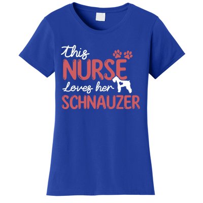 Nurse Loves Schnauzer Dog Lovers Funny Gift For Mom Nurse Gift Women's T-Shirt