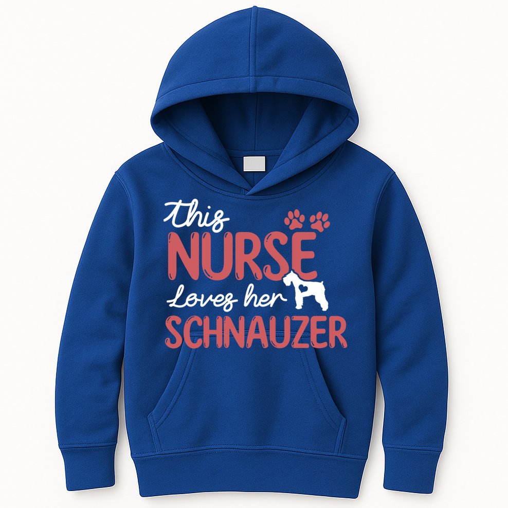 Nurse Loves Schnauzer Dog Lovers Funny Gift For Mom Nurse Gift Kids Hoodie