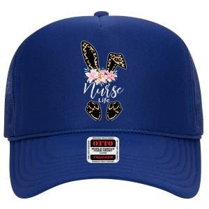 Nurse Life Stethoscope Nursing Cute Easter Bunny Easter Day High Crown Mesh Back Trucker Hat