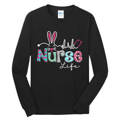 Nurse Life Stethoscope Nursing Cute Easter Bunny Tall Long Sleeve T-Shirt