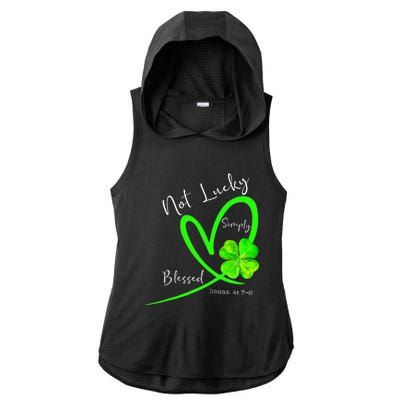 Not Lucky Simply Blessed Christian Shamrock St Patricks Day Ladies PosiCharge Tri-Blend Wicking Draft Hoodie Tank