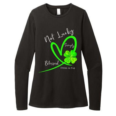 Not Lucky Simply Blessed Christian Shamrock St Patricks Day Womens CVC Long Sleeve Shirt