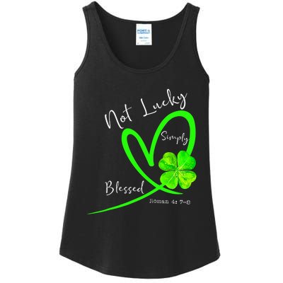 Not Lucky Simply Blessed Christian Shamrock St Patricks Day Ladies Essential Tank