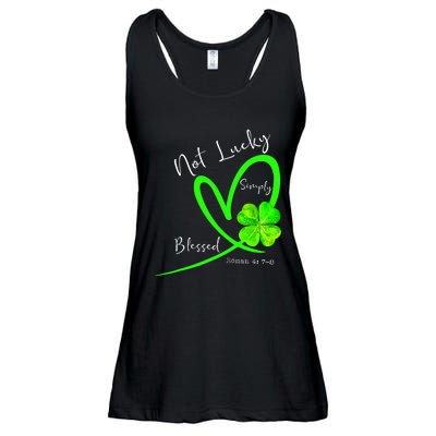 Not Lucky Simply Blessed Christian Shamrock St Patricks Day Ladies Essential Flowy Tank