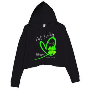 Not Lucky Simply Blessed Christian Shamrock St Patricks Day Crop Fleece Hoodie