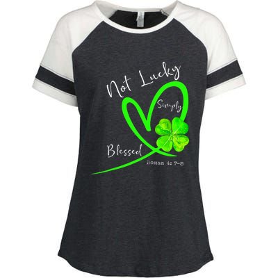 Not Lucky Simply Blessed Christian Shamrock St Patricks Day Enza Ladies Jersey Colorblock Tee