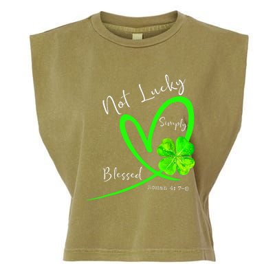 Not Lucky Simply Blessed Christian Shamrock St Patricks Day Garment-Dyed Women's Muscle Tee